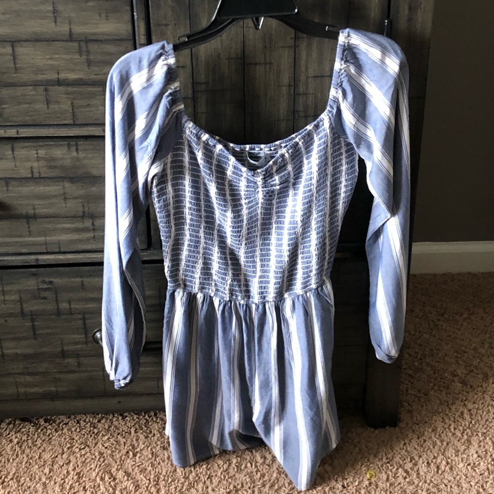 Blue and white Hollister Romper